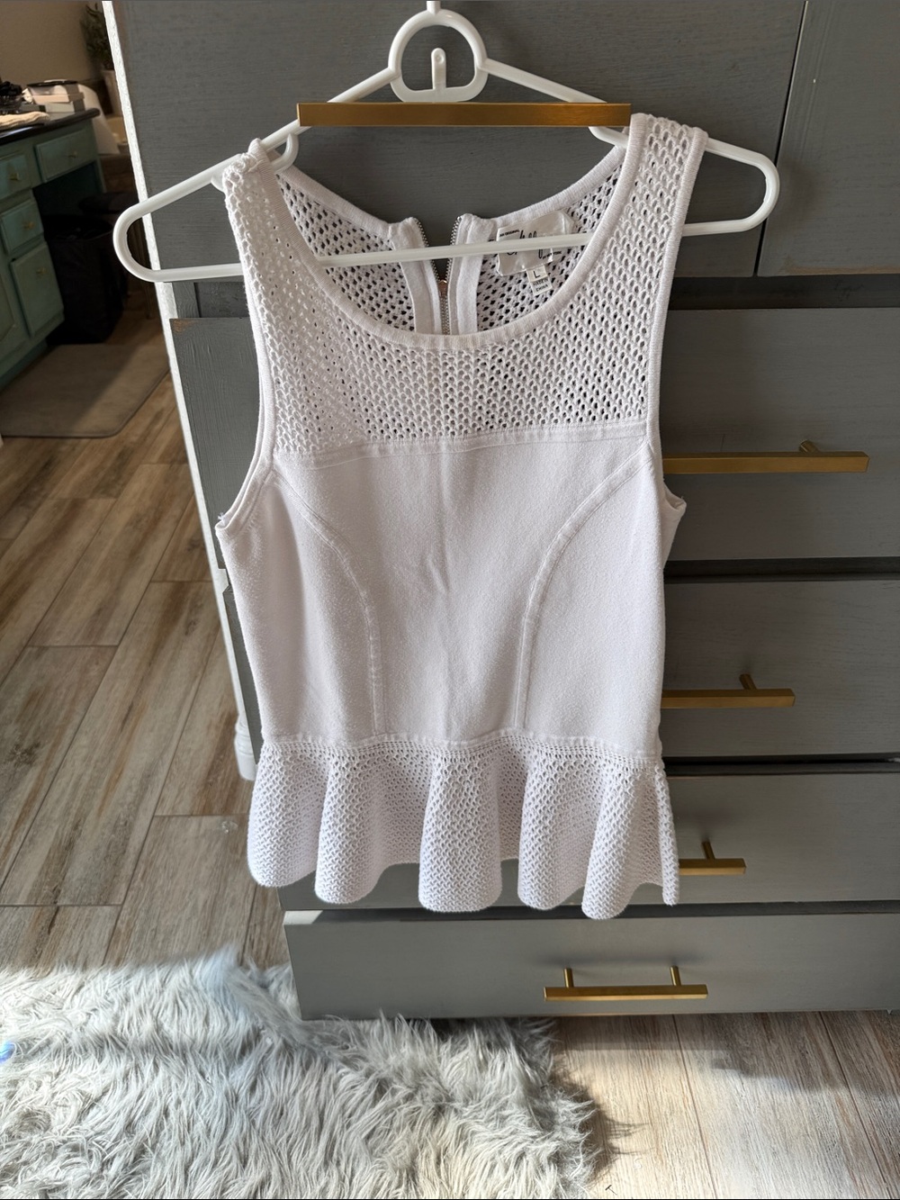 Milly White Knit Peplum Camisole